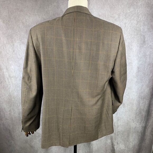 Brooks‎ Brothers Blazer Jacket Men 44RG Brown Houndstooth windowpane Sport Coat - Picture 4 of 14